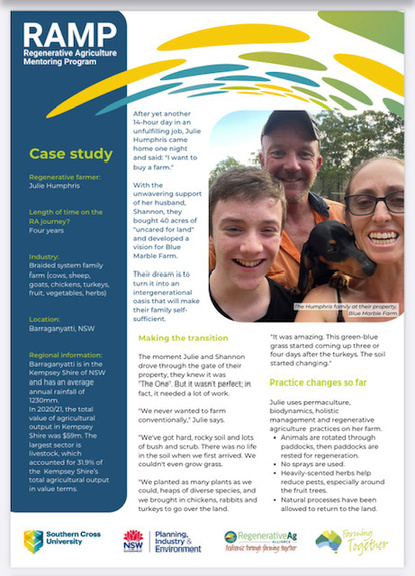 Page 1 of a Case Study report into regenerative farming